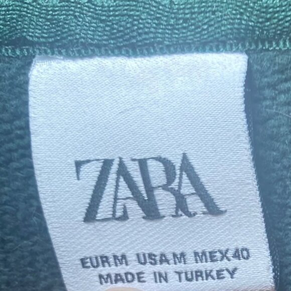 Zara Green Quarter-Zip Pullover Sweatshirt M Cotton Casual Comfort Cozy Style - Picture 4 of 4